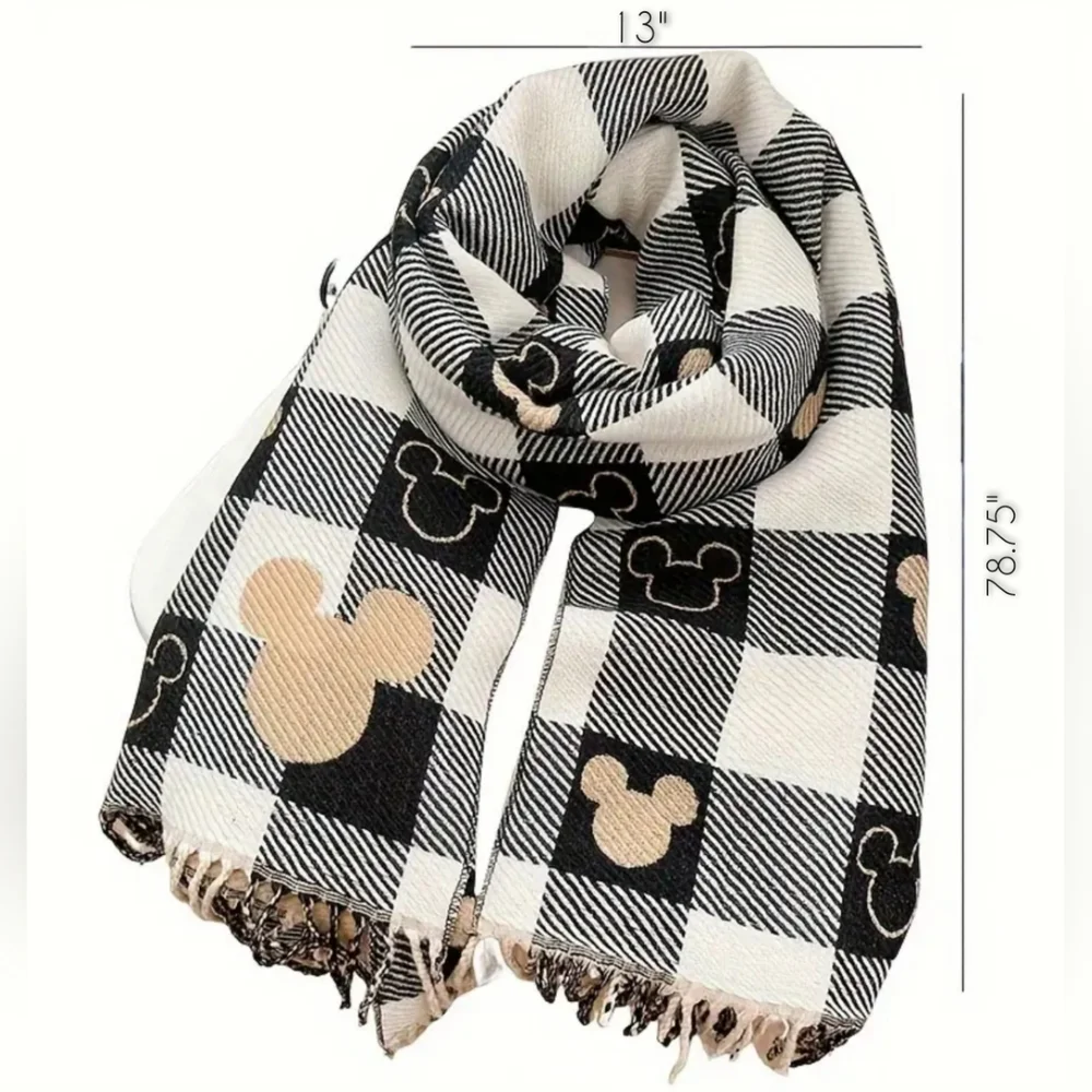 Adorable super soft Mickey Mouse scarves, 13" x 78". **brown & pink available - Picture 7 of 7